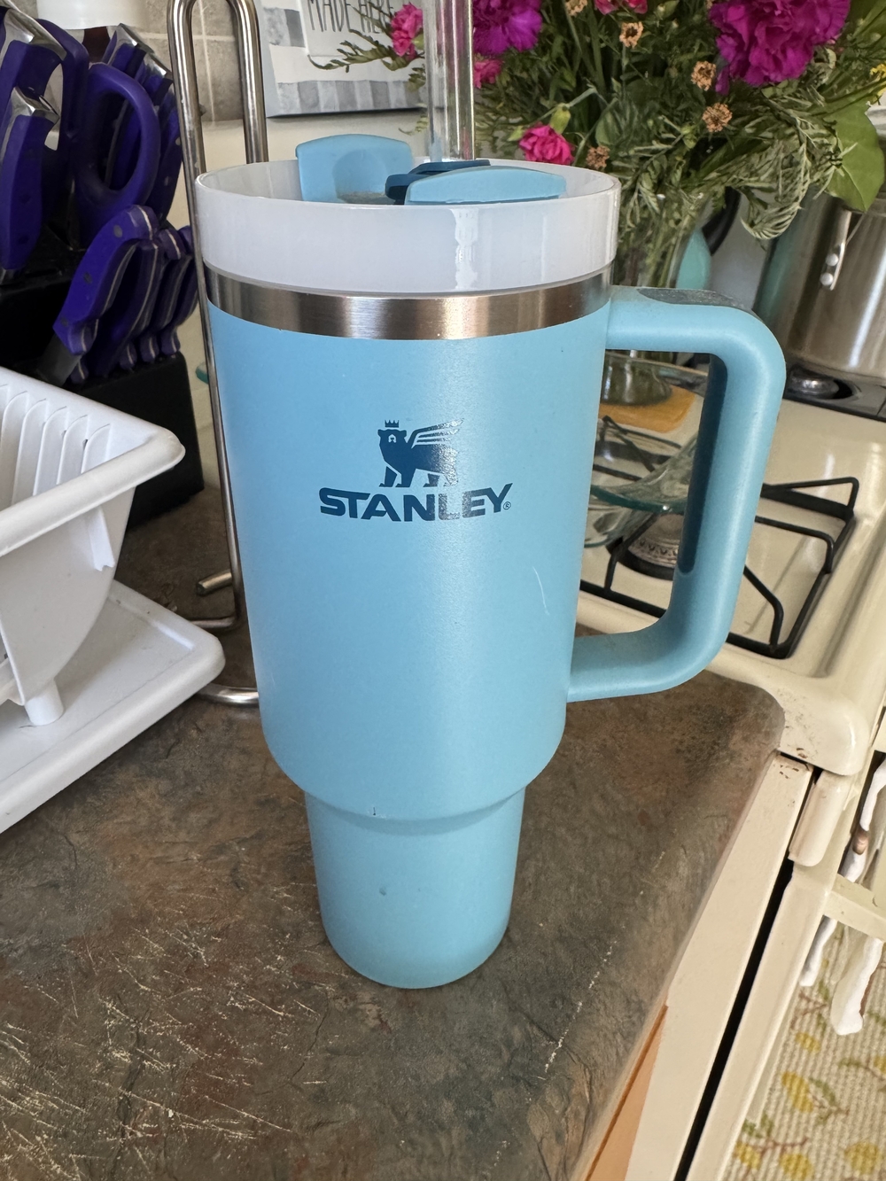Stanley Ice Blue Adventure Travel Mug with Handle
